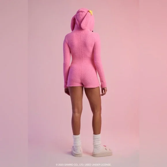 Sanrio my melody fuzzy knit hooded romper nwot
